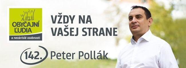 Peter Pollák kandiduje ve slovenských volbách v roce 2016 za OĽaNO-NOVA na 142. místě.